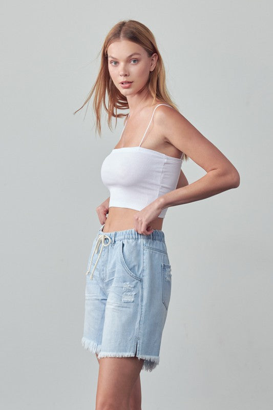 MID-RISE SLOUCH SHORTS Denim Shorts
