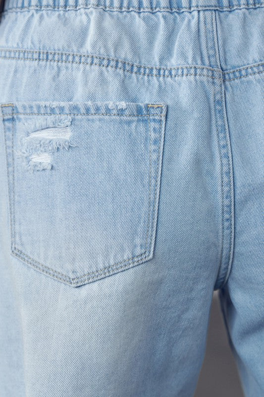 MID-RISE SLOUCH SHORTS Denim Shorts