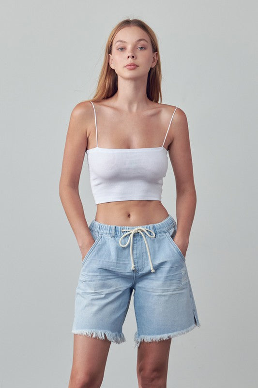 MID-RISE SLOUCH SHORTS Denim Shorts