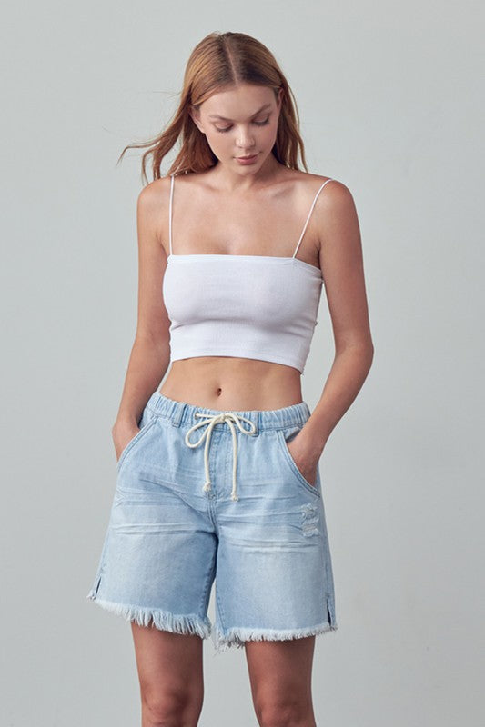MID-RISE SLOUCH SHORTS LIGHT Denim Shorts