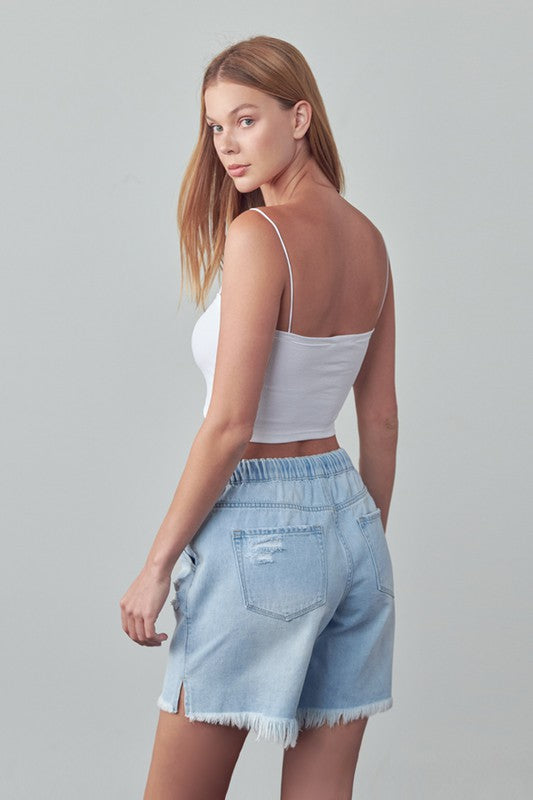 MID-RISE SLOUCH SHORTS Denim Shorts