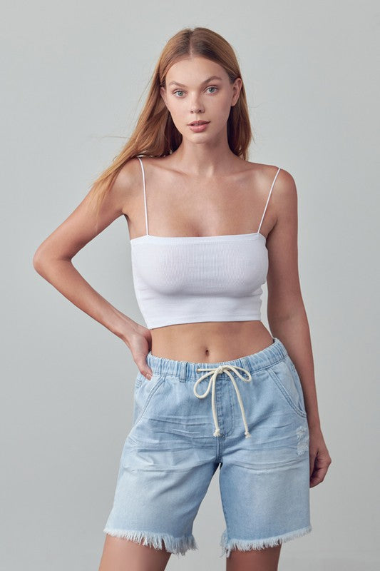 MID-RISE SLOUCH SHORTS Denim Shorts