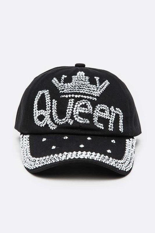 Queen Crystal Embellished Denim Cap Black O S Hats