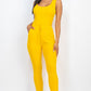 Ribbed Sleeveless Drawstring Jumpsuit DAYLILY YELLOW Jumpsuits