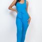 Ribbed Sleeveless Drawstring Jumpsuit IBIZA BLUE Jumpsuits