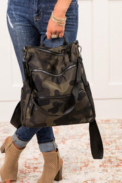 Rory Convertible Backpack Shoulder Handbag Green Camo 1