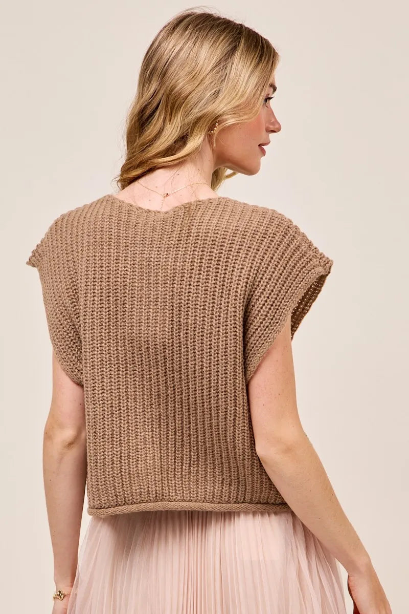 SO ME Big Metal Button Front Sweater Vest Sweater Vests