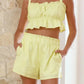Daverri ruffled square neck cami and shorts set in bright lime green