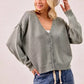 BiBi Washed Sweater V Neck Cardigan - DAVERRI FASHIONS