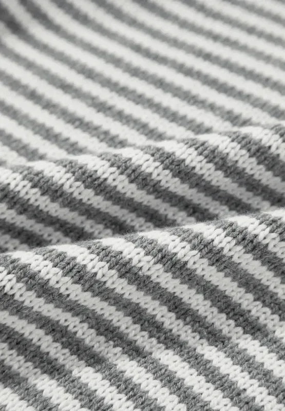 Striped Round Neck Dropped Shoulder Sweater - DAVERRI FASHIONS