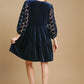 Umgee Dotted Lace Sleeve Tiered Velvet Mini Dress Mini Dresses