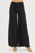 Black RISEN tummy control high-rise palazzo leg frayed hem jeans