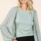 Mittoshop Mixed Media Textured Knit Chiffon Long Sleeve Top - DAVERRI FASHIONS