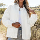 White quilted bomber jacket with baseball collar and floral design