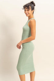 HYFVE Ribbed Round Neck Sleeveless Knit Midi Dress | Midi Dresses Daverri Fashions