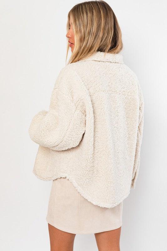 Le Lis Ivory Teddy Shacket - Cozy Teddy Fabric Shackets