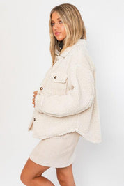 Le Lis Ivory Teddy Shacket - Cozy Teddy Fabric Shackets