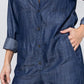 Denim Lab USA Collared Button Front Tencel Jumpsuit Jumpsuits