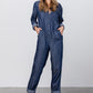 Denim Lab USA Collared Button Front Tencel Jumpsuit DARK Jumpsuits
