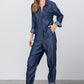 Denim Lab USA Collared Button Front Tencel Jumpsuit Jumpsuits