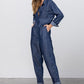 Denim Lab USA Collared Button Front Tencel Jumpsuit Jumpsuits
