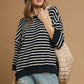 Umgee Ribbed Hem Striped Oversized Knit Top