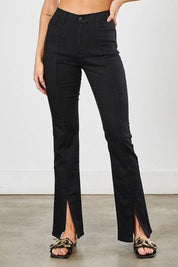 High Rise Slit Black Bootcut Jeans Jeans