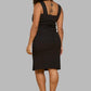 Black Rib Knit Square Neck Dress with Slit Plus Size Knee Length Dresses
