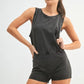 MONO B Mineral Wash Vintage Romper BLACK Rompers