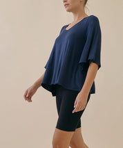 Full Size Flared Sleeve Bamboo Top Tops