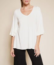 Full Size Flared Sleeve Bamboo Top IVORY Tops