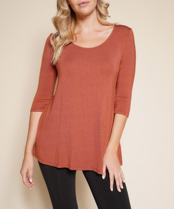 BAMBOO ELBOW TUNIC T RUST