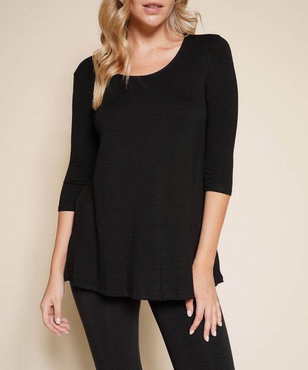 BAMBOO ELBOW TUNIC T BLACK