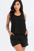 Basic Comfy Tank Top Mini Casual Shorts Set Black Short Sets