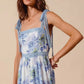 SO ME Floral Print Flowy Maxi Dress with Lace Ribbon Tie