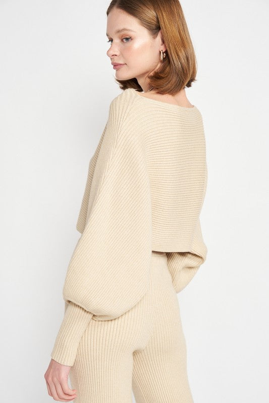 Dolman Sleeve Cropped Sweater | Sweaters Daverri Fashions