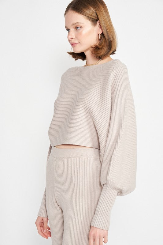 Dolman Sleeve Cropped Sweater | Sweaters Daverri Fashions