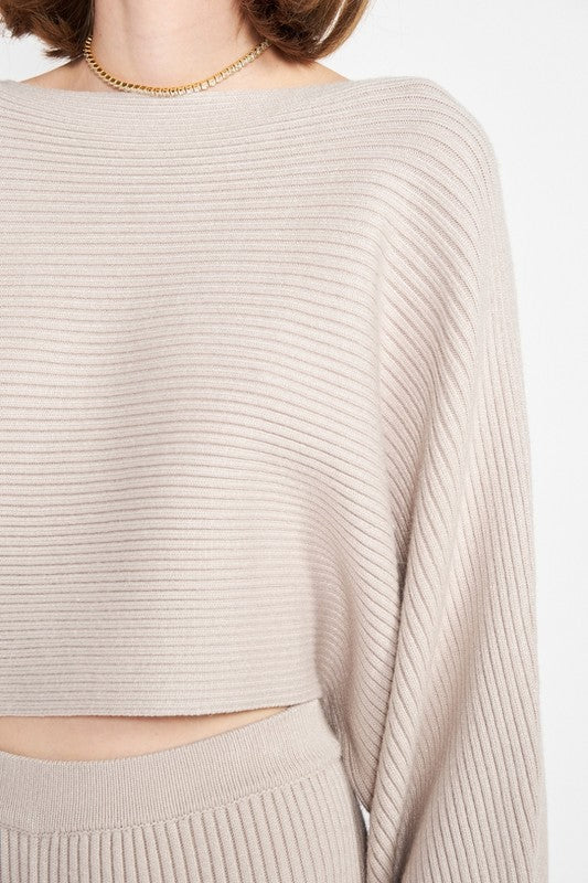 Dolman Sleeve Cropped Sweater | Sweaters Daverri Fashions