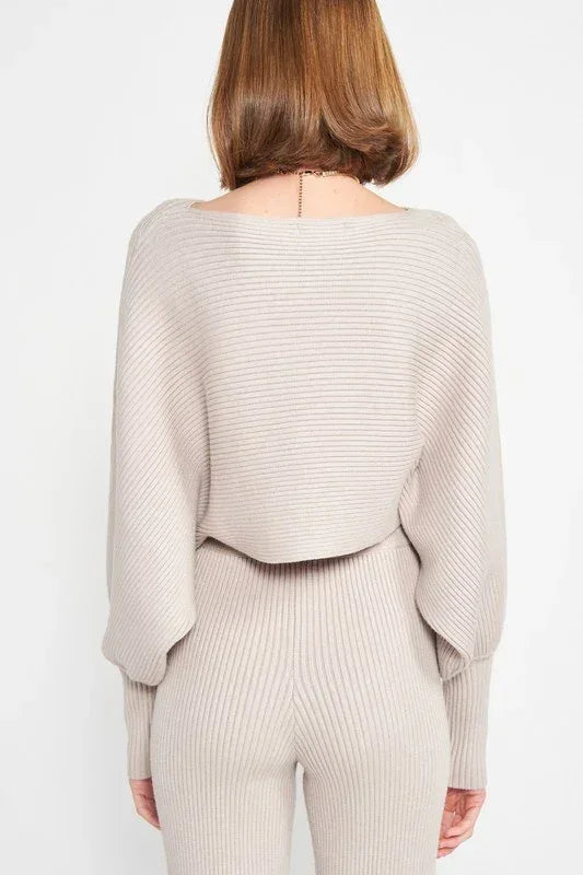 Dolman Sleeve Cropped Sweater - DAVERRI FASHIONS