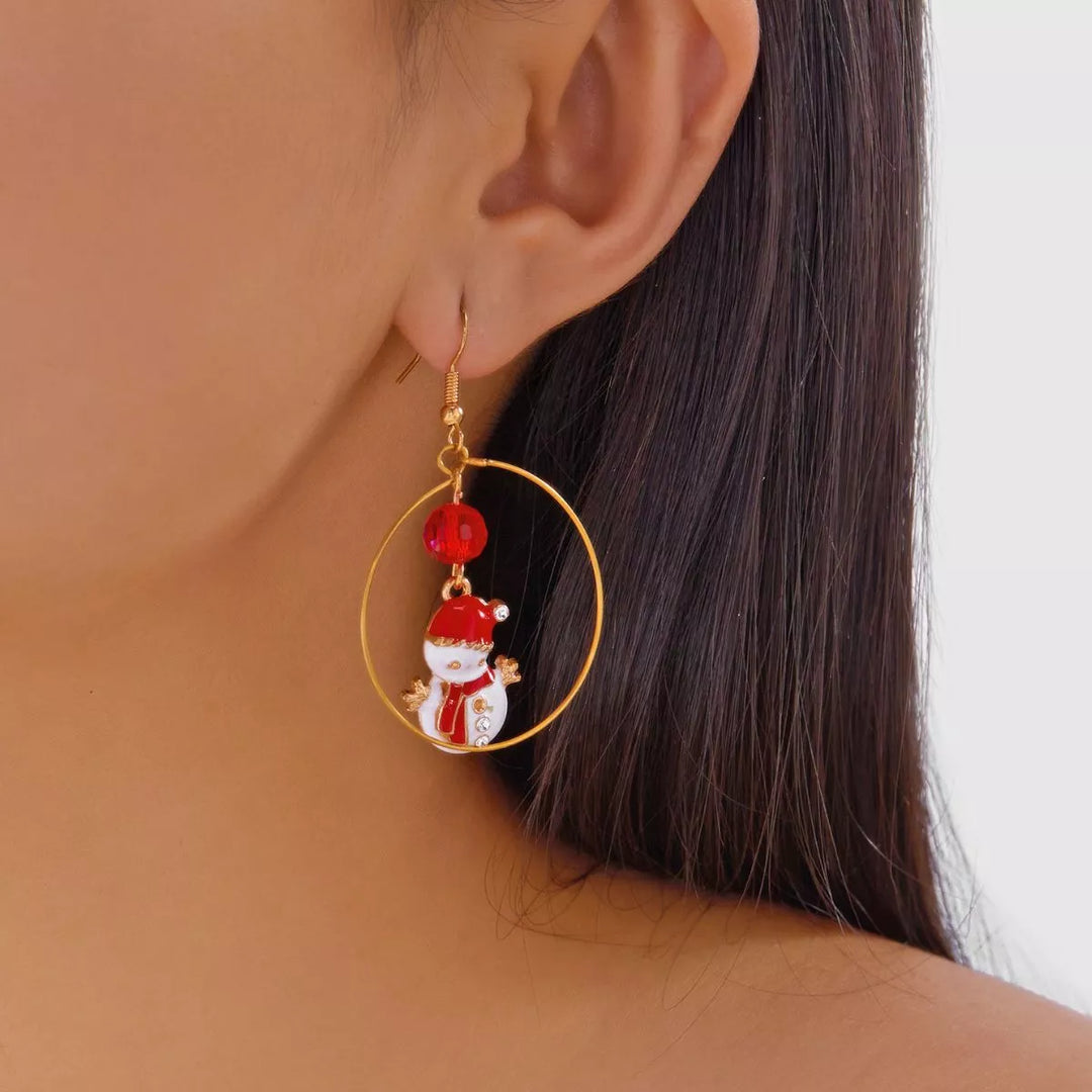 18K Gold-Plated Snowman Christmas Holiday Earrings | Earrings Daverri Fashions