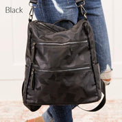 Rory Convertible Backpack Shoulder Handbag Black Geometric 1