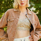 POL Oversized Frayed Edge Shacket Shackets