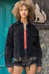 POL Oversized Frayed Edge Shacket BLACK Shackets