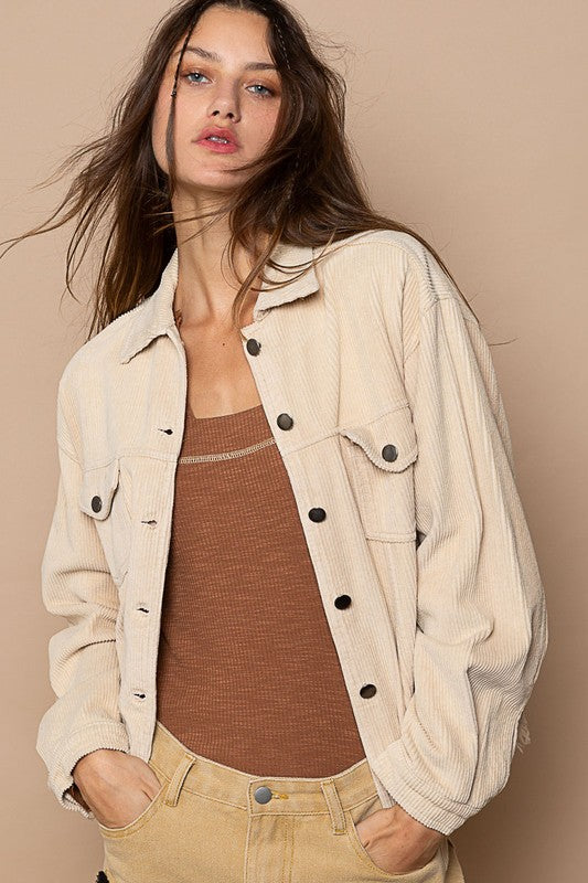 POL Oversized Frayed Edge Shacket Shackets