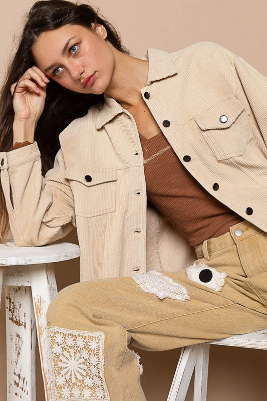 POL Oversized Frayed Edge Shacket Shackets