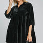 Umgee Full Size Polka Dot Button Up Half Sleeve Shirt Black