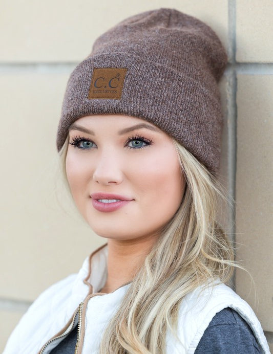 Cacao OneSize CC Heathered Boyfriend Beanie | Daverri Fashions