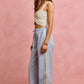 SO ME wide check pants with light blue white gingham drawstring waist