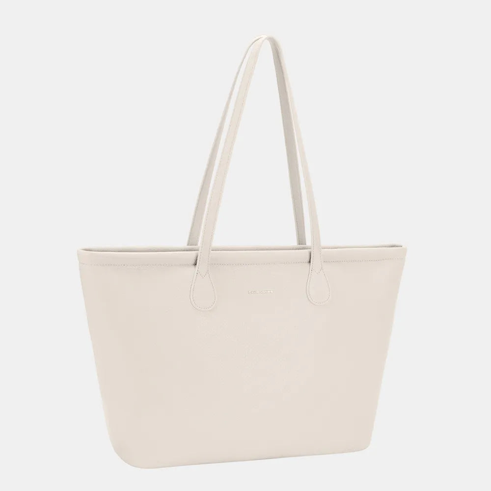 White One Size David Jones PU Leather Tote Bag | Daverri Fashions
