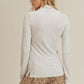 Aemi + Co white ribbed knit mock neck long-sleeve top with side slits